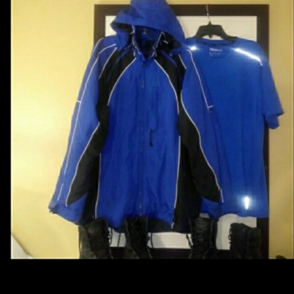 Reebok Neon Athletic Top Lg + Retro Colorblock Jacket XLg